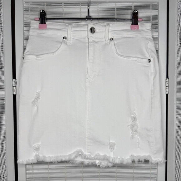 Good American White Distressed Denim Skirt Size 2 - Picture 1 of 8